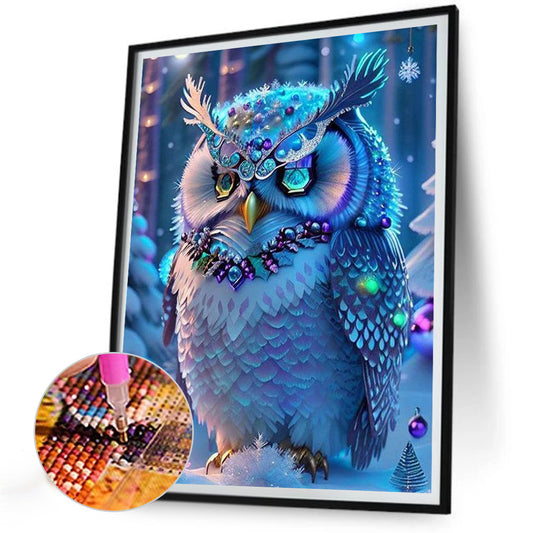 AB Diamond Painting - Full Round - blue night owl (30*40CM)