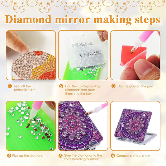DIY Diamond Art Mosaic Makeup Mirror Paint by Number Kits Mandala (106)