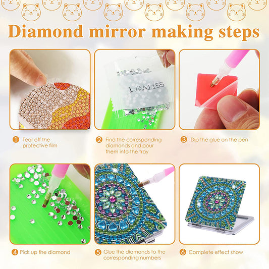DIY Diamond Art Mosaic Makeup Mirror Paint by Number Kits Mandala (107)