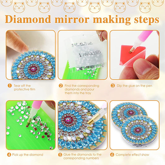 DIY Diamond Art Mosaic Makeup Mirror Paint by Number Kits Mandala (108)
