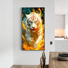 Load image into Gallery viewer, Diamond Painting - Full Round - flame white tiger (40*70CM)
