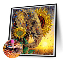 Load image into Gallery viewer, Diamond Painting - Partial Special Shaped - sunflower elephant (30*30CM)