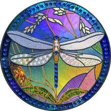 Load image into Gallery viewer, Diamond Painting - Partial Special Shaped - medal glass art dragonfly (30*30CM)
