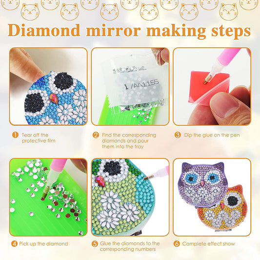 DIY Crystal Diamond Mirror Portable Paint by Number Kits for Girl (088)