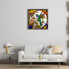 Load image into Gallery viewer, Diamond Painting - Full Round - bird holding flower glass art (30*30CM)
