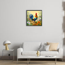 Load image into Gallery viewer, Diamond Painting - Full Round - rooster among the flowers (30*30CM)