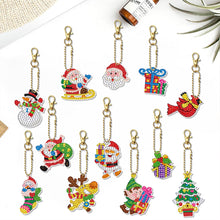 Load image into Gallery viewer, 12pcs Diamond Art Key Rings for Beginners Home Decoration (Santa Claus)