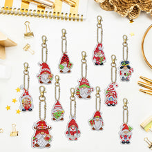 Load image into Gallery viewer, 12pcs Diamond Art Key Rings for Beginners Home Decoration (Red Hat Gnome)