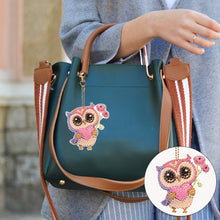 Load image into Gallery viewer, DIY Diamond Ornament Decoration Bee 5pcs Diamond Art Key Rings Owl Gift for Kids