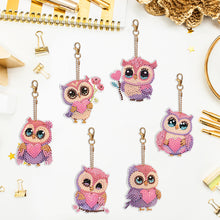 Load image into Gallery viewer, DIY Diamond Ornament Decoration Bee 5pcs Diamond Art Key Rings Owl Gift for Kids