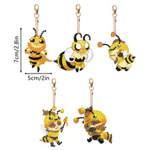 Load image into Gallery viewer, DIY Diamond Ornament Decoration Bee 5pcs Diamond Art Key Rings Owl Gift for Kids