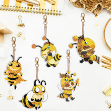 Load image into Gallery viewer, DIY Diamond Ornament Decoration Bee 5pcs Diamond Art Key Rings Owl Gift for Kids