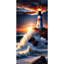 Load image into Gallery viewer, Diamond Painting - Full Round - seaside lighthouse (40*80CM)