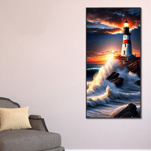 Load image into Gallery viewer, Diamond Painting - Full Round - seaside lighthouse (40*80CM)