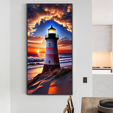 Load image into Gallery viewer, Diamond Painting - Full Round - seaside lighthouse (40*80CM)
