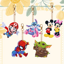 Load image into Gallery viewer, DIY Diamond Art Key Rings Double Sided 5pcs Special Shaped Cartoon Gift for Kids