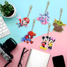 Load image into Gallery viewer, DIY Diamond Art Key Rings Double Sided 5pcs Special Shaped Cartoon Gift for Kids