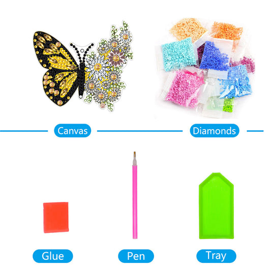 Sunflower/Animals Diamond Dots Art Cute Home Garden Decoration (Butterfly1)