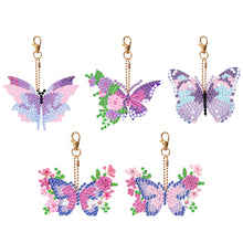 Load image into Gallery viewer, DIY Diamond Art Key Rings Special Shaped 5pcs Butterfly for Beginners Home Decor