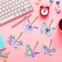 Load image into Gallery viewer, DIY Diamond Art Key Rings Special Shaped 5pcs Butterfly for Beginners Home Decor