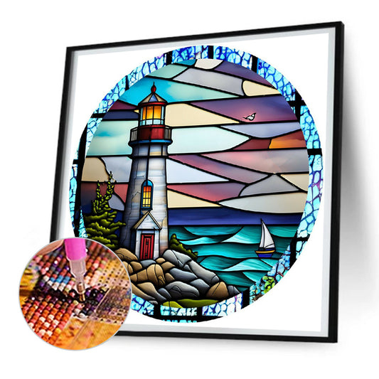 Diamond Painting - Full Round - lighthouse glass art (30*30CM)