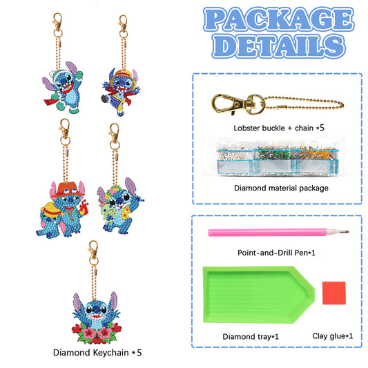 DIY Diamond Art Keychains Diamond Mosaic Kit 5pcs Gem Keychains Lady Bag Pendant