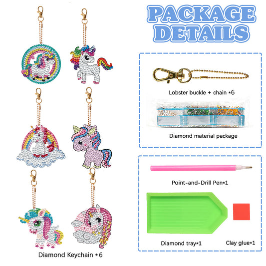 Diamond Art Keychains Handmade Gem Keychains Lady Bag Pendant (Unicorn)