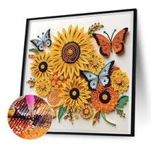 Load image into Gallery viewer, Diamond Painting - Partial Special Shaped - sunflower butterfly paper painting (30*30CM)