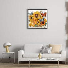 Load image into Gallery viewer, Diamond Painting - Partial Special Shaped - sunflower butterfly paper painting (30*30CM)