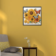 Load image into Gallery viewer, Diamond Painting - Partial Special Shaped - sunflower butterfly paper painting (30*30CM)