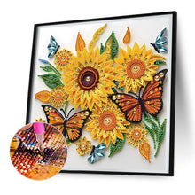 Load image into Gallery viewer, Diamond Painting - Partial Special Shaped - sunflower butterfly paper painting (30*30CM)