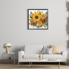 Load image into Gallery viewer, Diamond Painting - Partial Special Shaped - sunflower butterfly paper painting (30*30CM)