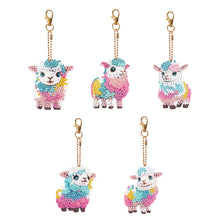 Load image into Gallery viewer, DIY Diamond Art Key Rings Alpaca 5pcs Full Drill Diamonds Pendants Gift for Kids