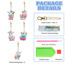 Load image into Gallery viewer, DIY Diamond Art Key Rings Alpaca 5pcs Full Drill Diamonds Pendants Gift for Kids
