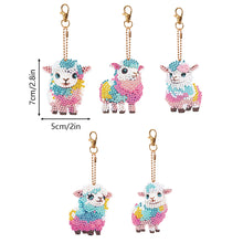 Load image into Gallery viewer, DIY Diamond Art Key Rings Alpaca 5pcs Full Drill Diamonds Pendants Gift for Kids