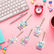 Load image into Gallery viewer, DIY Diamond Art Key Rings Alpaca 5pcs Full Drill Diamonds Pendants Gift for Kids