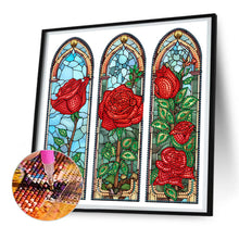 Load image into Gallery viewer, Diamond Painting - Partial Special Shaped - rose glass art (30*30CM)