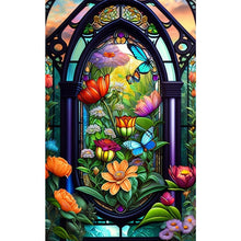 Load image into Gallery viewer, Diamond Painting - Full Round - glass art window butterflies (50*80CM)