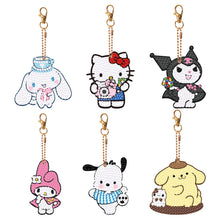 Load image into Gallery viewer, DIY Diamond Art Key Rings Sanrio 6pcs Full Drill Diamonds Pendants Gift for Kids