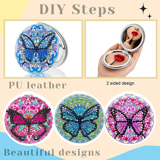 DIY Crystal Diamond Mirror Art Craft Set Butterfly Paint by Number Kits for Girl