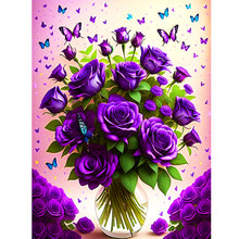 Load image into Gallery viewer, Diamond Painting - Full Round - purple roses (30*40CM)