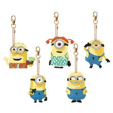 Load image into Gallery viewer, DIY Diamond Art Key Rings Little Yellow Man 5pcs Keychain Supplies Gift for Kids