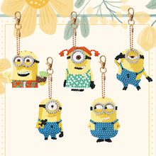 Load image into Gallery viewer, DIY Diamond Art Key Rings Little Yellow Man 5pcs Keychain Supplies Gift for Kids