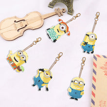 Load image into Gallery viewer, DIY Diamond Art Key Rings Little Yellow Man 5pcs Keychain Supplies Gift for Kids