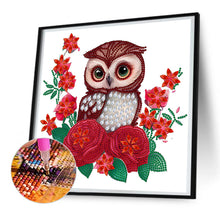Load image into Gallery viewer, Diamond Painting - Partial Special Shaped - owl with flowers (30*30CM)