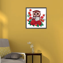 Load image into Gallery viewer, Diamond Painting - Partial Special Shaped - owl with flowers (30*30CM)