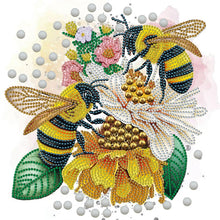 Load image into Gallery viewer, Diamond Painting - Partial Special Shaped - bee and flower (30*30CM)