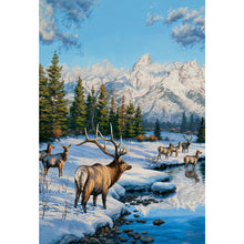 Load image into Gallery viewer, Diamond Painting - Full Round - animals at the foot of the snow mountain (50*70CM)