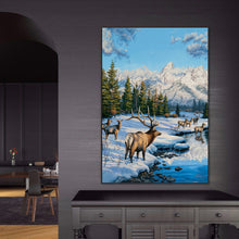 Load image into Gallery viewer, Diamond Painting - Full Round - animals at the foot of the snow mountain (50*70CM)