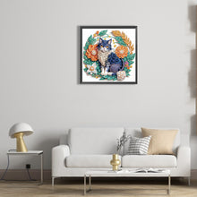 Load image into Gallery viewer, Diamond Painting - Partial Special Shaped - paper flower black and blue cat (30*30CM)
